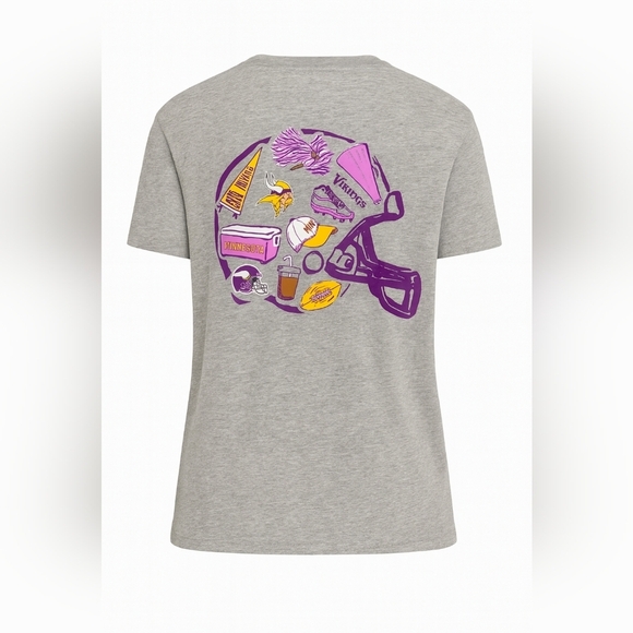 Minnesota Vikings Women’s XL Pocket Tee Heather Gray NFL Graphic Game Day Top - Picture 2 of 6